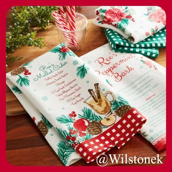 The Pioneer Woman Mulled Cider and Peppermint Bark Kitchen hand towels set of 4 - Picture 7 of 7
